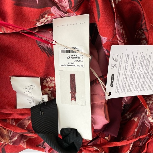 JOHANNA ORTIZ El Dia Que Me Quieras Dress Renaissance Victorian Red Ruffle satin - Picture 14 of 17